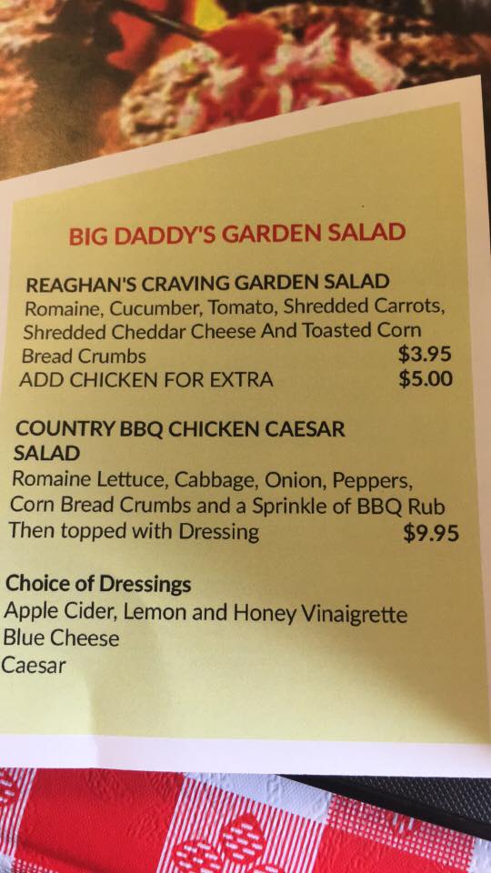 Menu Big Daddy's Home Plate Bbq-10
