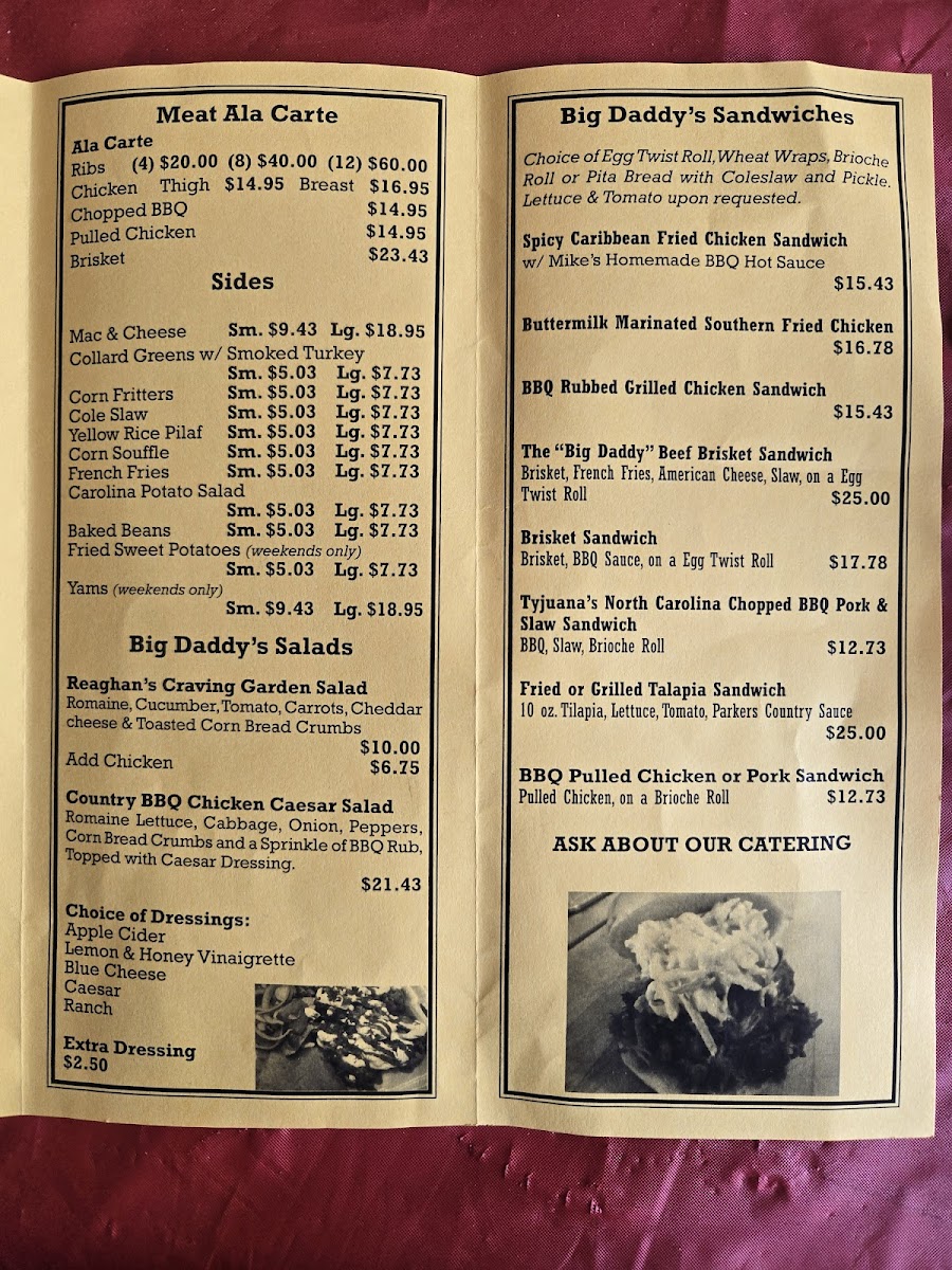 Menu Big Daddy's Home Plate Bbq-2
